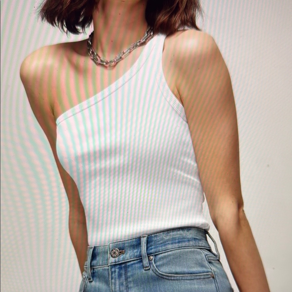 WHBM FORME  Rib One-Shoulder Tank Top